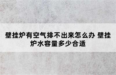 壁挂炉有空气排不出来怎么办 壁挂炉水容量多少合适